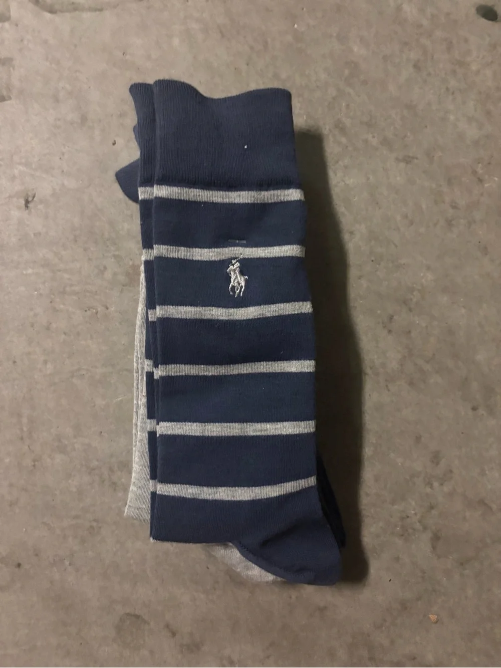 Polo by Ralph Lauren Navy & Light Gray Stripe Dress Socks